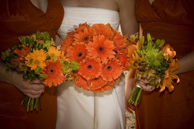 Orange Gerbera Wedding Bouquet Many of these flowers are excellent choices 