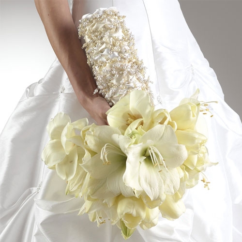 I have seen a wedding bouquet with white amaryllis and tulips which was 