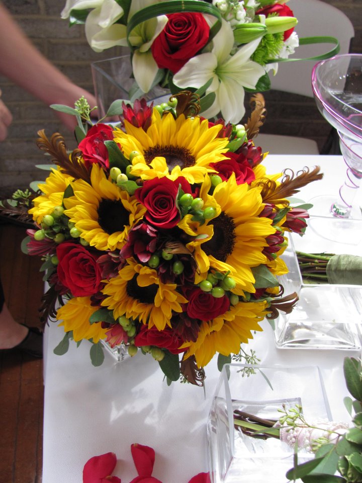 Sunflowers are a staple of fall The above sunflower wedding bouquet was 