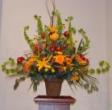 Fall Flower Arrangement On A Pedestal