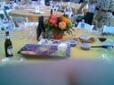 Flower Arrangment on table at Chris Isaak Concert.
