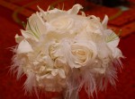 White Wedding Bouquet with Feathers