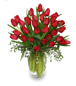 Cherry Red Tulup Arrangement