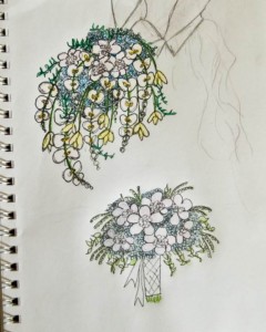 Royal Wedding Bouquet Sketches Sketched by Shannon of Flourish, Sacramento CA