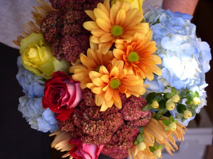 Fresh Flowers Fall Wedding Bouquet