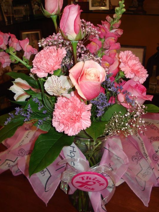 Pink Flower Arrangement For Breast Cancer Awareness