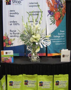 Flower Shop Network's gorgeous booth flowers.