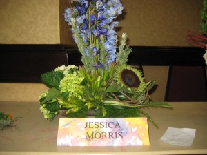 Blue & Green Flower Arrangement from the Alabama State Florist Convention