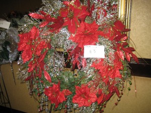 Red & Silver Christmas Wreath with Poinsettias