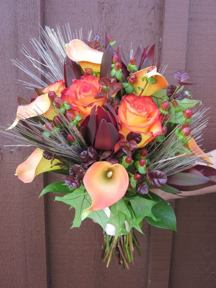 Fall wedding bouquet by Mary's Flowers, St. Peter MN