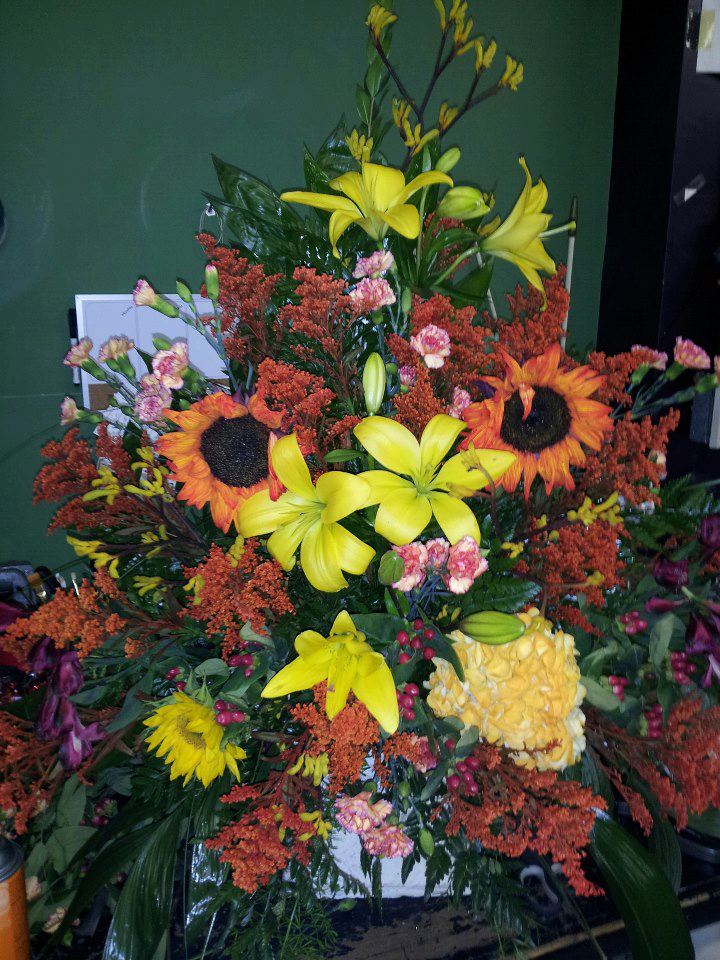Large fall arrangement by The Personal Touch Florist, Galax VA
