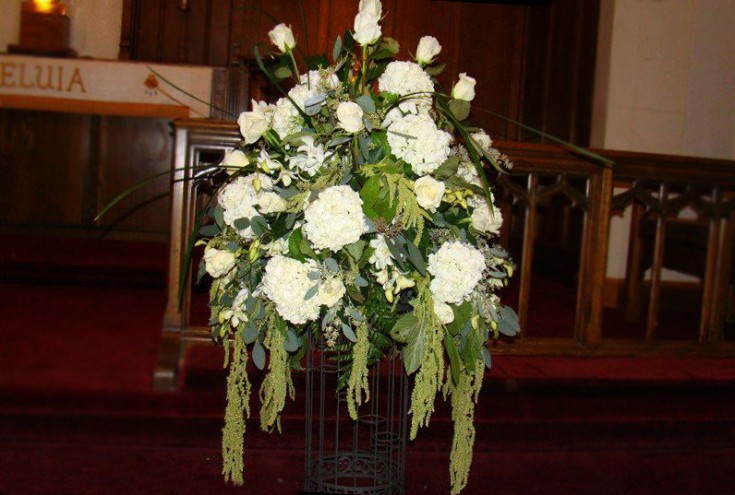 White wedding flowers by Swannanoa Flower Shop, Swannanoa NC