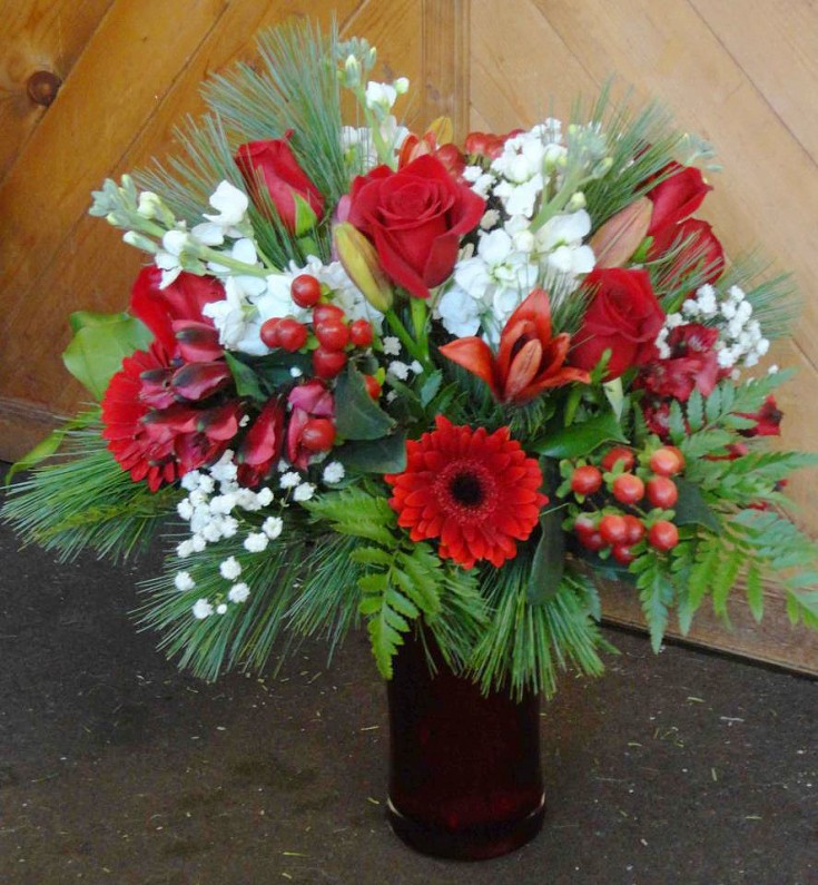 Red & White Holiday Flowers by Montgomery Florist, Montgomery NY