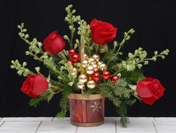 Christmas Baskets by Rittners School of Floral Design, Boston MA