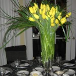 Yellow gala centerpiece at the 2013 Great Lakes Floral Expo