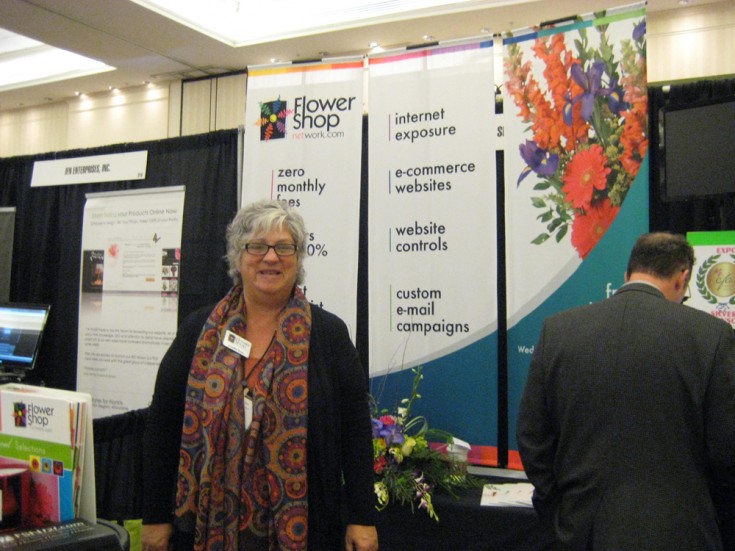 Our own Leslie Cox inside the FSN Booth at the Northeast Floral Expo