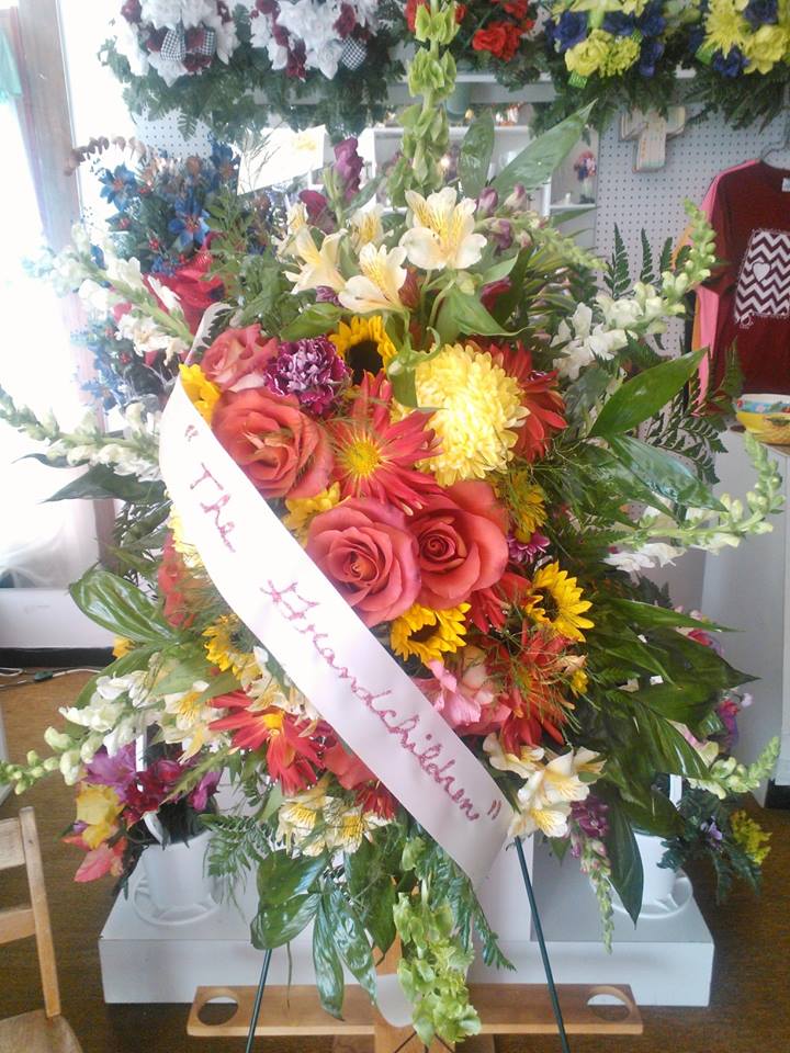 Gorgeous sympathy arrangement from Wilma's Flowers in Jasper, AL