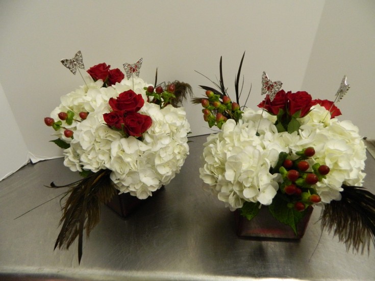 Red White Centerpieces - Bentley Florist