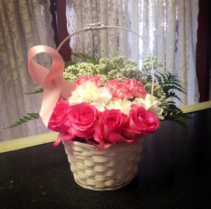 Breast cancer awareness arrangement from Stockton Floral & Gifts in Stockton, IL