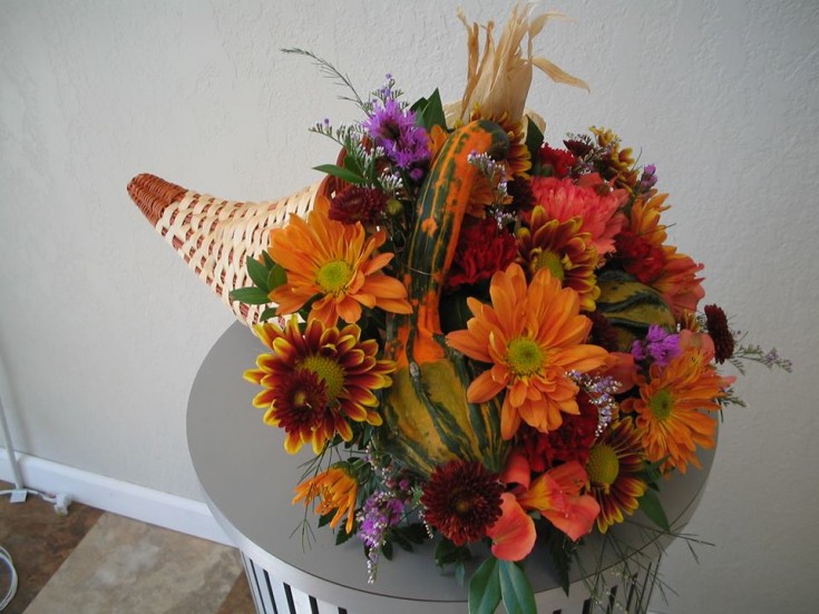 A Thanksgiving centerpiece from A New Beginning Florist in Moore, OK