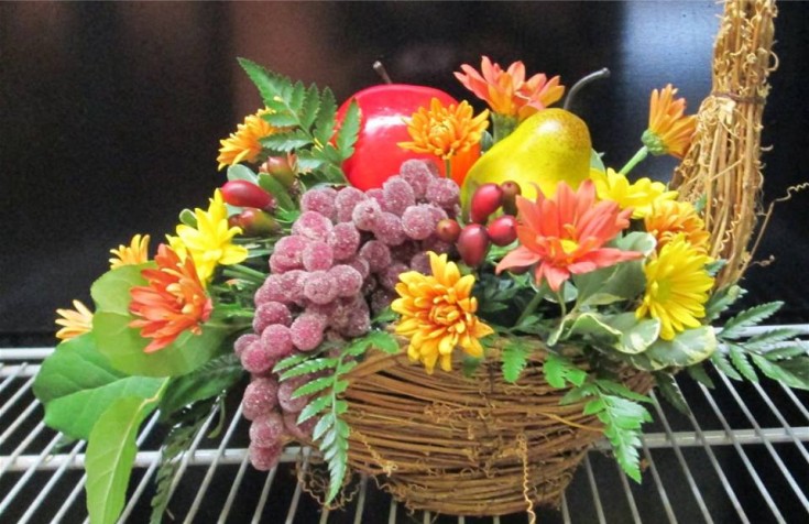 A harvest centerpiece from Inspirations Floral Studio in Lock Haven, PA