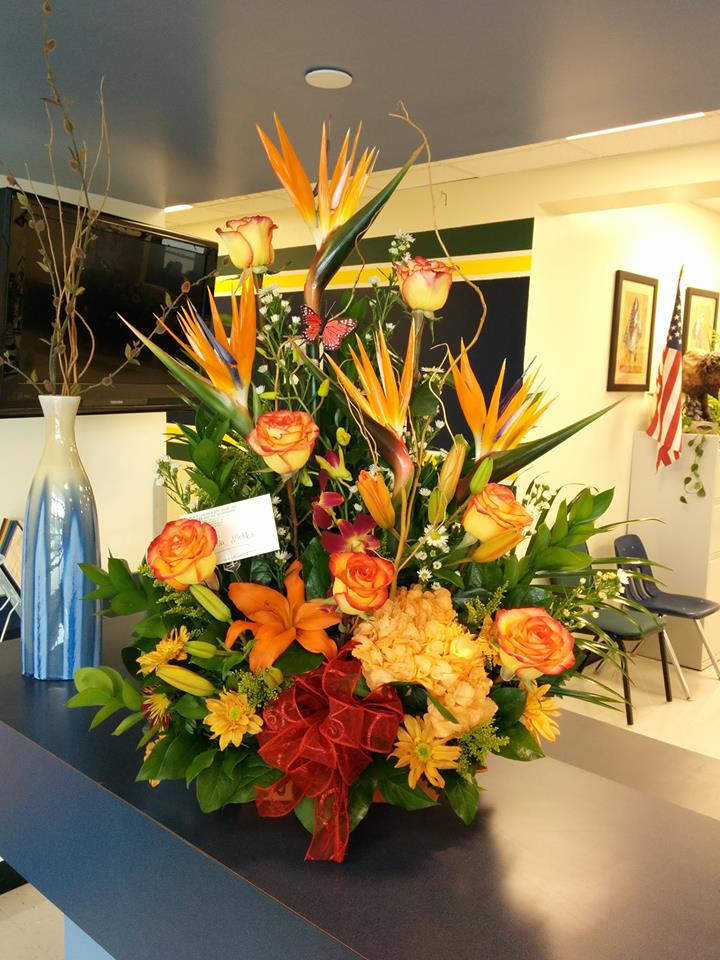 Bright arrangement from Fancy Flowers in Hialeah, FL