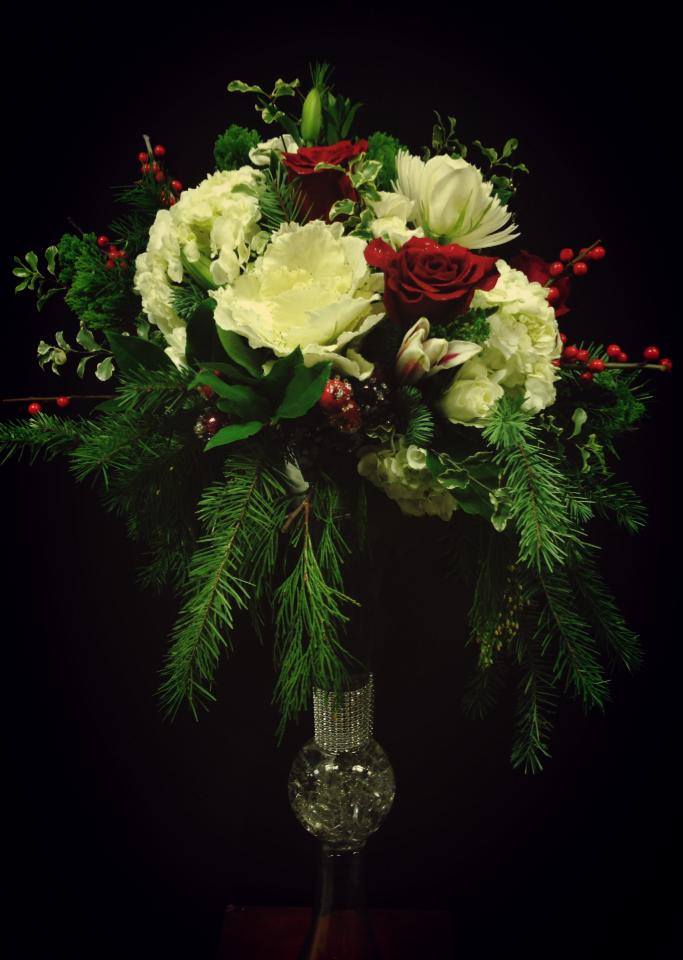 Christmas centerpiece from Flowers and More in Fresno, CA