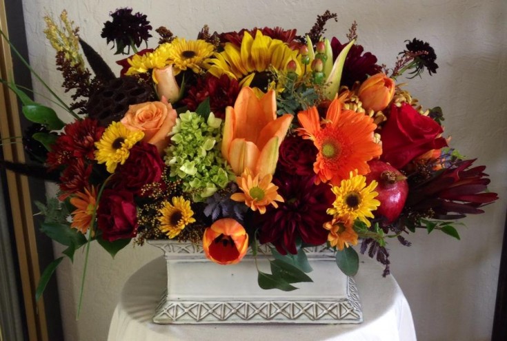 Fall centerpiece from Robyn of Flowers and More in Fresno, CA