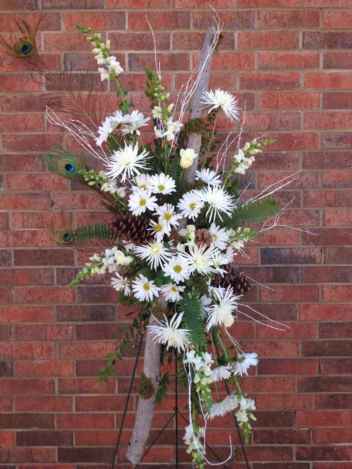 Excellent standing spray from A New Beginning Florist in Moore, OK