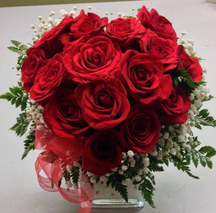 A heart shaped bouquet from Helen's Flowers in Greenville, OH