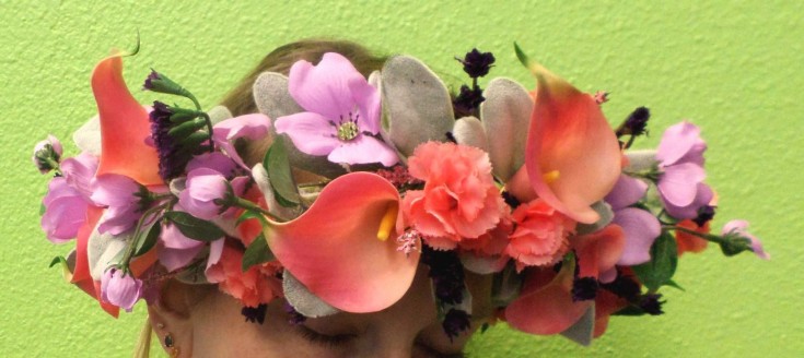 Gorgeous headpiece with silk flowers from Klamath Flowers in Klamath Falls, OR