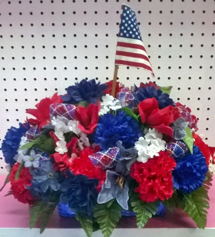 A patriotic arrangement from Wilma's Flowers in Jasper, AL