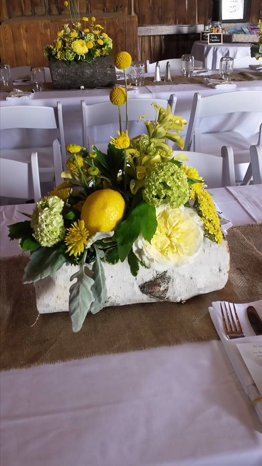 Wedding centerpiece from Hopper Hills Floral and Gifts in Victor, NY