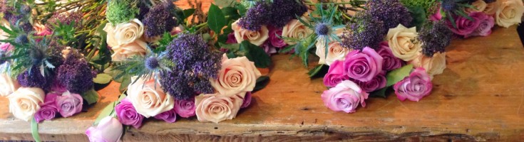 7 bouquets on the start of their journey with Petals in Thyme of Wasaga Beach, ON