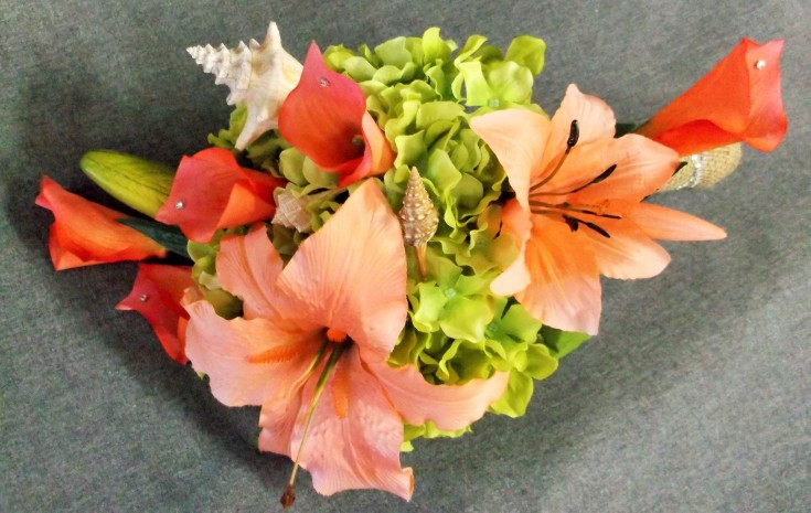 Amazing tropical beach themed bridal bouquet from Marshfield Blooms in Marshfield, MO