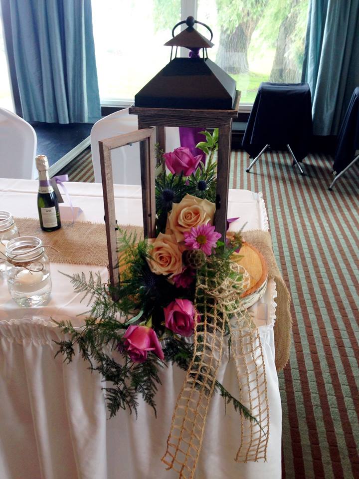Head table and altar pieces from Petals in Thyme of Wasaga Beach, ON