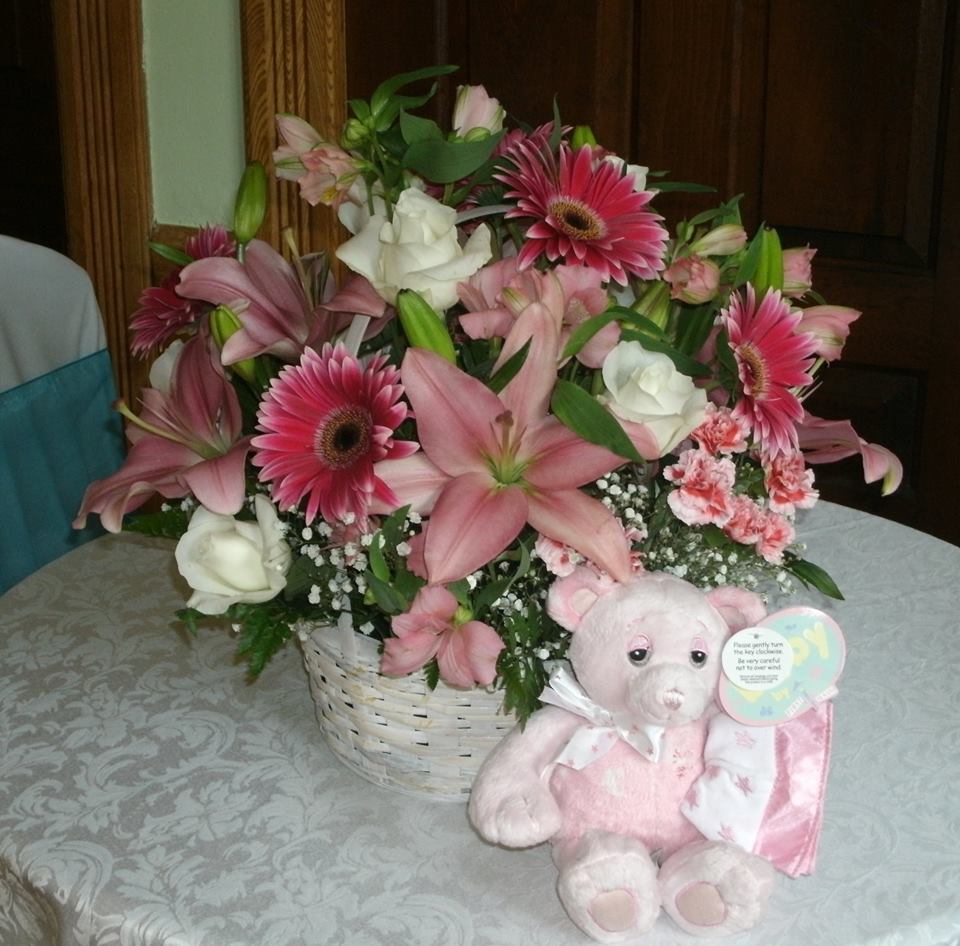 Baby basket and musical bear from Flowers For You, By Diana in Beeton, ON