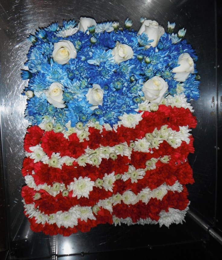 Patriotic hanging floral spray from Crow River Floral and Gifts in Hutchinson, MN