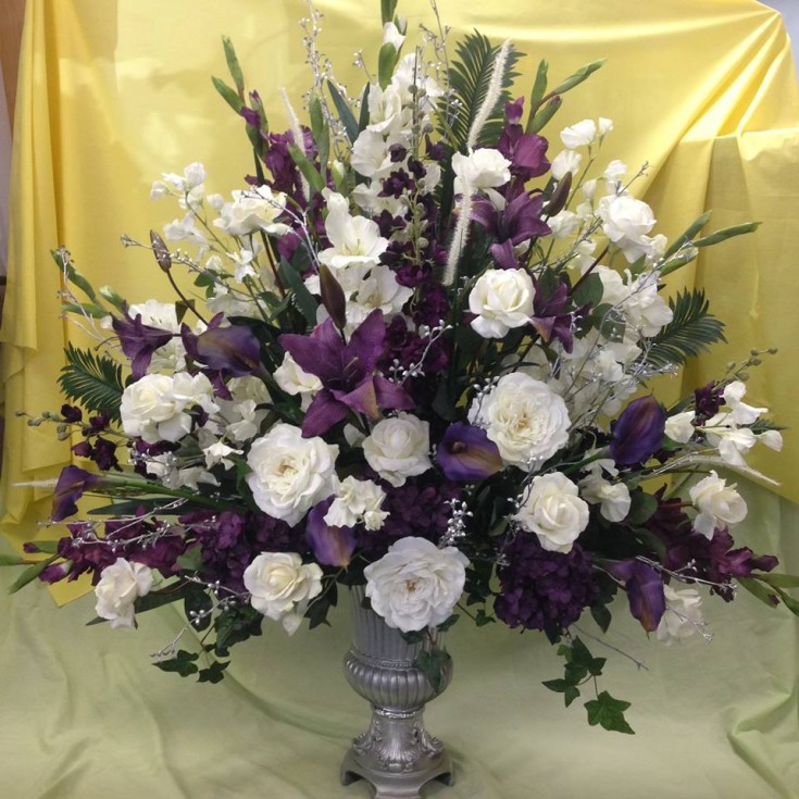 Beautiful silk arrangement for the church alter from Michele's Floral and Gifts in Copperas Cove, TX