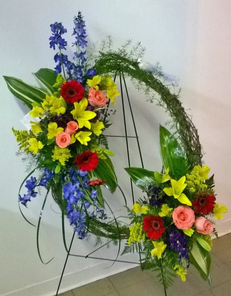 Lovely sympathy wreath from Wilma's Flowers in Jasper, AL