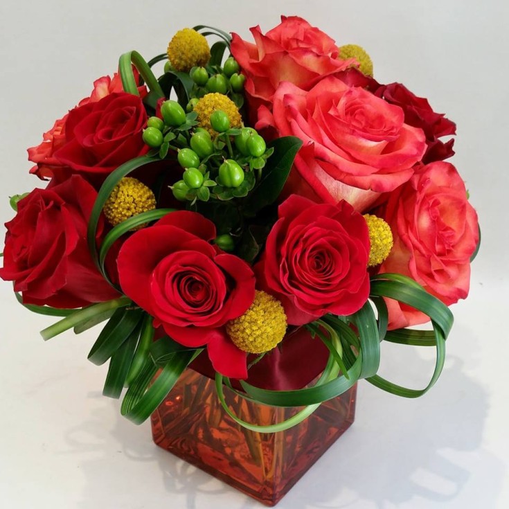Roses and billy balls from Paradise Valley Florist in Scottsdale, AZ