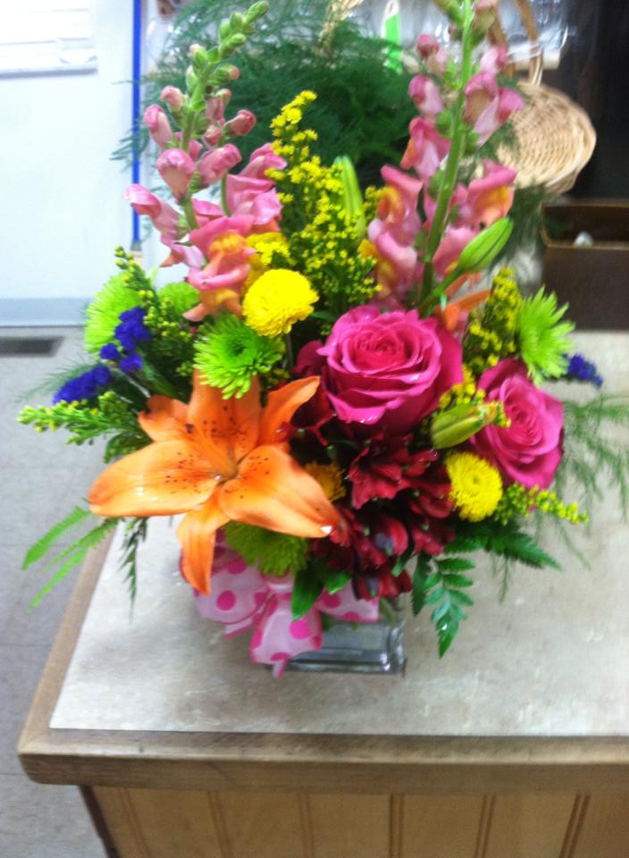 Bold and bright birthday flowers from Works of Heart Flowers in Wilton, NH