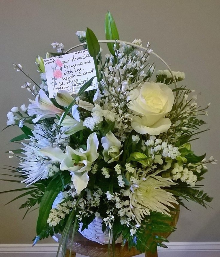 Amazing sympathy arrangement from Wilma's Flowers in Jasper, AL